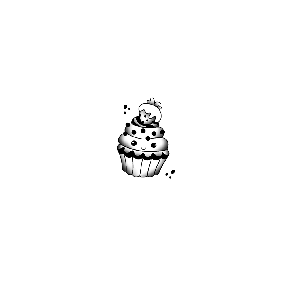 Flash tattoo Cupcake Fraise Kawaii